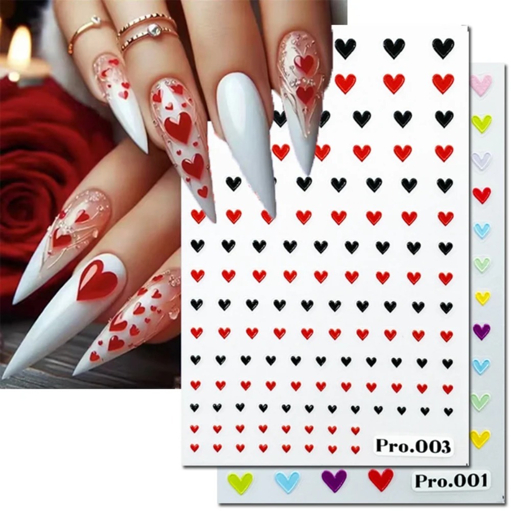 Nail Art Valentines Day - 5D Geëmbosseerde Nagelkunst Stickers Valentijnsdag Rood