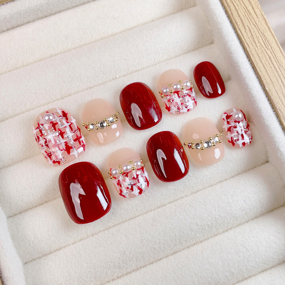 Nail Art Press On - 10 stuks korte vierkante ronde handgemaakte