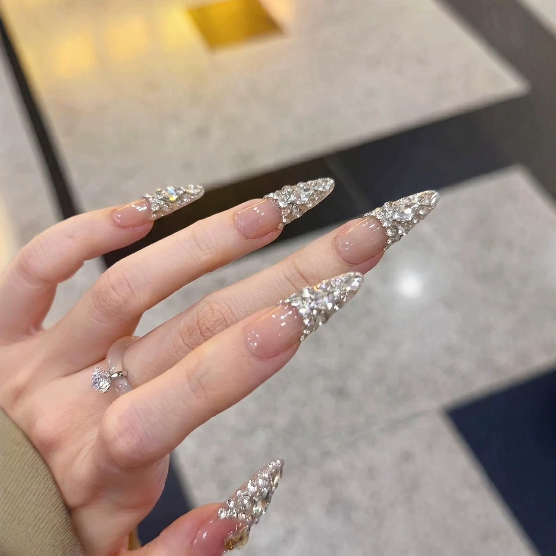 Nail Art Press On - 10 stuks opzetnagels met glitters, perfect