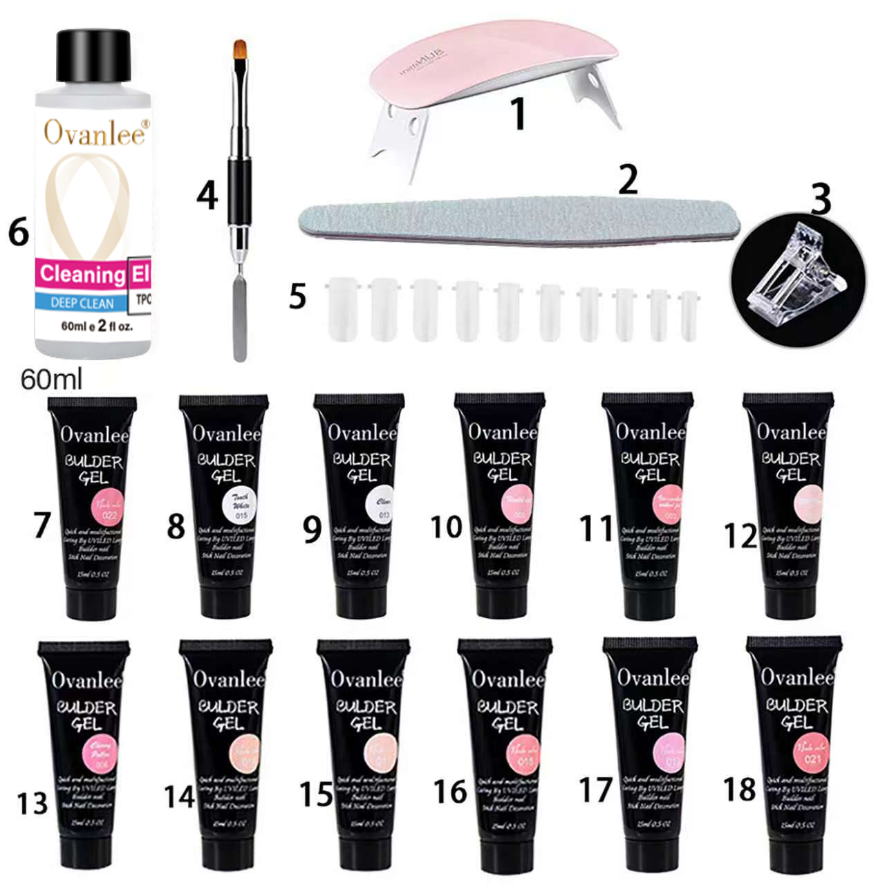 Nail Art Ombre - Ovanlee 18-in-1 polygel-set voor het aanbrengen