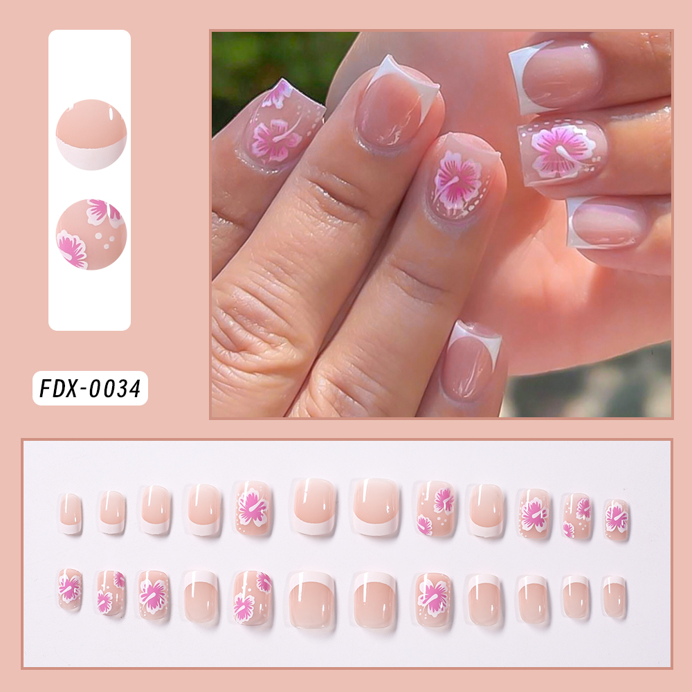 24 Stuks Franse Bloem Kunstnag - Nail Art Press On recensie en prijs